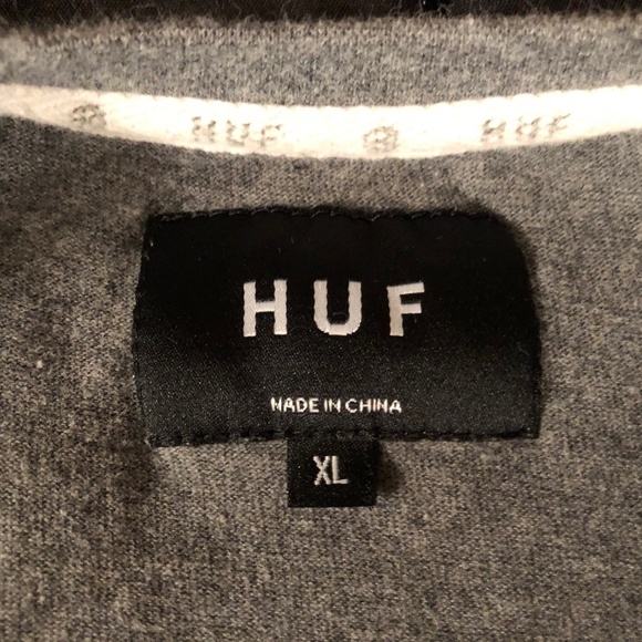 HUF Football Jersey Grey & Black Color Ringed Sleeves Mens - Picture 5 of 9